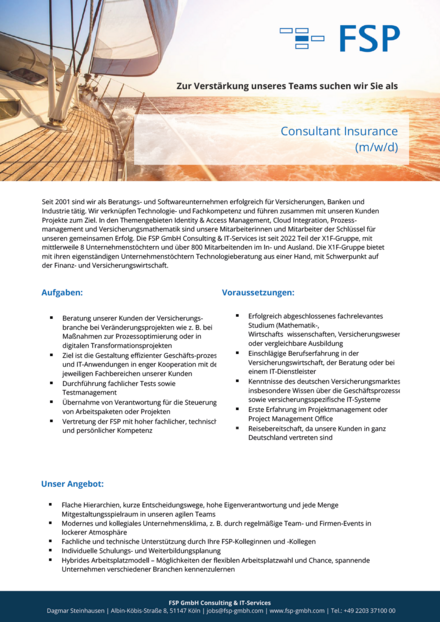 Consultant Insurance (m/w/d)